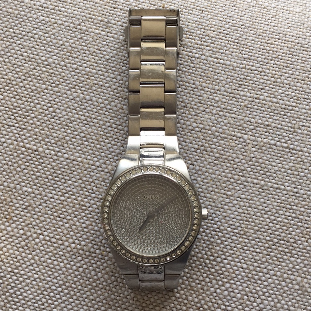 GUESS watch with bling face in silver